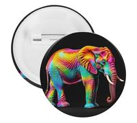 Colorful Elephants Badge Metal Round Pins, Lightweight Brooch for Backpack, Fashion Button Pins Badge for Shirts, Jackets, Shawl Coat, Unisex, 5PCS, Tinplate, metal round pins