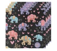 Colorful Elephants Cloth Napkins Set of 4, Dinner Napkins Cloth 50 x 50 cm, Soft & Comfortable Reusable Napkin for Party Wedding Napkins