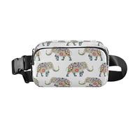 Colorful Elephants Cute Crossbody Bag Waist Packs for Men Women Large Capacity Chest Belt Bum Bag with Adjustable Strap for Travel Running Hiking, Colorful Elephants, One Size