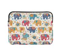 Colorful Elephants Decorated Mandala 13-14 Inch Laptop Case Soft Lining Computer Sleeve with Zipper for Work Business Journey