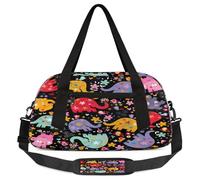 Colorful Elephants Florals Kids Overnight Duffle Bags Boys Girls Teen Sports Gym Bag for Weekender Travel Gymnastics Dance Ballet