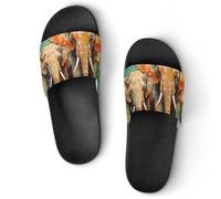 Colorful Elephants Men's Slide Sandal Non Slip Shower Shoes Bathroom Slippers for Pool Beach 38 (240mm)