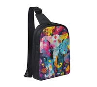 Colorful Elephants Printed Chest Bag Sling Bag for Men Women, Waterproof Crossbody Backpack Men Bag for Runner Workout Hiking Cycling Travel