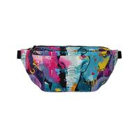 Colorful Elephants Printed Waist Bag Adjustable Bum Bag Lightweight Travel Waist Fanny Pack Belt for Walking Cycling Hiking Travel