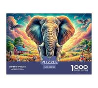 Colorful Elephants Puzzle 1000 Pcs Jigsaw Puzzle Challenge Paper Eco-friendly Puzzle for Adults & for Age 12 And Up 52x38cm/1000pcs