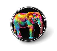 Colorful Elephants Round Badge Brooch Lightweight Lapel Tie Pins Unique Gifts Metal Brooch Badge For Hat Shirt Clothing Bags Decoration