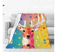 Colorful Elk Background Ultra-Soft Flannel Blanket - One Blanket for Home, Travel, and The Outdoors - 80"x60"
