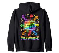 Colorful Energy Everywhere Comic Homosexual Rainbow Vibes Zip Hoodie
