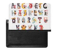 Colorful English Alphabet with Funny Dressed Humans Women's Passport Protector, Men's Passport Protector, PU Travel Passport Protector for Women Men Worker 5.8 x 3.9 x 0.4 inch