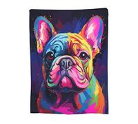 Colorful English Bulldog Fleece Throw Blanket for Mom, Women, Men, Kids - Super Soft Plush Animal Print - 80"x60"