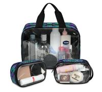 Colorful Ethnic Flower Mandala Travel Makeup Bag for Women Men, Translucent Cosmetic Bags 3 Pcs Large Shower Wash Pouch Toiletry Cosmetic Toiletries Organizer