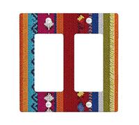 Colorful Ethnic Light Switch Cover Plate/Outlet Covers, Vibrant Multicolor Woven Patterns for Home Decor, Thermoplastic Wall Plates, Standard Size Double Rocker