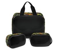 Colorful Ethnic Paisley Flower Makeup Bag for Women Men, Translucent Cosmetic Bag Wash Pouch Shower Bag 3 Pcs Travel Toiletry Toiletries Cosmetic Organizer