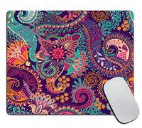 Colorful Ethnic Paisley Mouse Pad, Boho Style Mandala with Stylized Flowers Pattern Customized Non-Slip Rubber Base Mousepads, Computer Mouse Pads for Wireless Mouse 9.5×7.9×0.12 inches