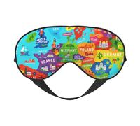Colorful Europe Map with Icon Print Functionality Outdoor Travel Eye Mask Breathable Camping Meditation Yoga Friendly