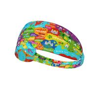 Colorful Europe Map With Icon Printing Double-Sided,Unisex Elastic Sports Headband,Ideal As A Gift For Sports-Loving Friends,Family