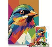 Colorful European Robin Pop Art Illustration 1000 Piece Jigsaw Puzzle for Adults Brain Exercise DownTime Game Family Game Home Display (38x52cm)