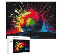 Colorful Explosion Artwork: Festive Gift for Adults, 500 PCS Wooden Jigsaw Puzzle for Adults, for Screen-Free Relaxation at Home