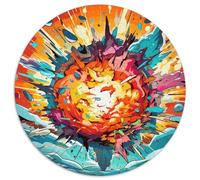 Colorful Explosion Cardboard Round Jigsaw 1000 Pieces Puzzles for Adults Intricate Design for Teenagers,DIY Decor,and Brain-Boosting Fun 67.5x67.5cm