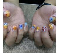 Colorful Extra Short Fake Nail for Men KPOP INS Funny Kawaii 24Pcs