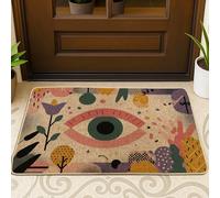 Colorful Eye Doormat, Peach Floral Entrance Mat for Spring & Summer Decor, Rubber Non-Slip Dust Control Indoor Outdoor Mats, Easy Clean 29x17 Inch