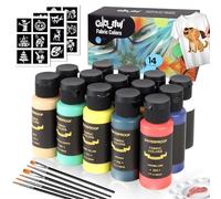 Colorful Fabric Paint Set for Clothes 14 Colors -60ml Permanent Textile Paint Puffy Paint Kit for Shoes, Canvas - Non-Toxic Slick Painting Set for Adults, Beginner & Artists