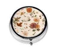 Colorful Fall Leaves Small Pill Box 3 Compartment Portable Pill Box for Purse Pocket Maple Leaf Mini Medicine Organiser for Daily Vitamin Fish Oil Storage
