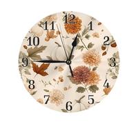 Colorful Fall Leaves Wall Clock Maple Leaf Silent Non-Ticking Wall Clocks Battery Operated for Living Room Bedroom Kitchen Office Decorative