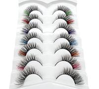 Colorful False Eyelashes, Fluffy False Eyelashes, Carnival Cosplay Eyelashes, Holiday Makeup Accessories for Christmas Party Decoration Real Cure