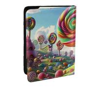 Colorful Fantasy Candy Country Printed Passport Holder,Travel Pu Leather Passport Cover Case Organiser for Men Women,6.5 Inch