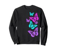 Colorful Fantasy Elegant Butterflies on Black Shapes Mania Sweatshirt