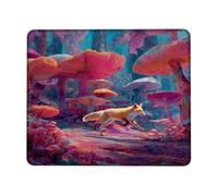 Colorful Fantasy Forest Mouse Pad, Peach Blue Mushroom Design Non-Slip Washable Gaming Mousepad for Home Office, Artistic Style for All Seasons Square 8x10 Inch