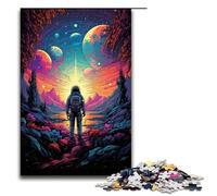 Colorful Fantasy Handsome Astronaut Wooden Jigsaw Puzzle for Adults Wooden Jigsaw Puzzle 1000 Pieces Creative Gift for Teens And Adults
