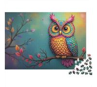 Colorful Fantasy Owl Art-2 Jigsaw Puzzles Puzzle for Adults Kids. 1000 Piece Whimsical Challenge Toy Educational Game Home Decoration for Adults& Kids Age 14 Years Up 52x38cm/1000pcs