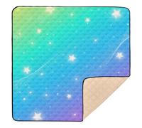 Colorful Fantasy Starry Sky Cute Foldable Baby Gym & Activity Mat for Floor Waterproof Baby Crawling Mat for Babies Infants Toddlers, 50'' x 50''