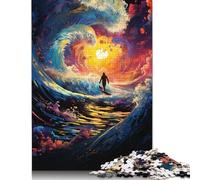 Colorful Fantasy Sunset Waves 500 Piece Jigsaw Puzzle for Adult Toy Intellectual Game Educational Game for Adult Stress Relief Home Decoration 500pcs (52x38cm)