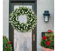 Colorful Farmhouse Cottage Wreath 13.13inch, Artificial All Seasons Welcome Sign, compatible with Spring Festival Party Decoration