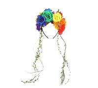 Colorful Faux Flower Shape Headbands Party Hair Hoops With Leaves Headbands For Women Rave Party Supplies