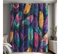 Colorful Feather Blackout Curtains 90x108 Inch, 2 Panels, 55 Drop