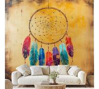Colorful Feather Dream Catcher Wall Mural Native American Indian Peel and Stick Photo Wallpaper 150x100 cm Vintage Art Non-Woven Wall Stickers for Bedroom Living Room Corridor Poster Decoration ds96m