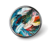 Colorful Feather Pattern Round Badge Personalized Metal Lapel Pin Badges Fit Clothing Bags Hat Humorous Printed Brooch Badge Party Decorations Accessories for Men Women