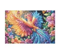 Colorful Feather Phoenix 1000 Piece Jigsaw Puzzle for Adults Bloom Flower Sunset Kitchen Wall Decor Art Project Precision Cut Great Gift for Art Lovers 1000 PCS