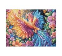 Colorful Feather Phoenix 500 Piece Complete DIY Jigsaw Puzzle Bloom Flower Sunset Collectors Mind Relaxation Educational Decorative Puzzle Gifts for Adults Wooden Cardboard 500 PCS
