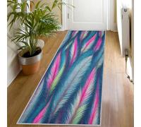 Colorful Feather Runner Rug, 80x180cm, Abstract Home Decor Long Front Door Mat Washable Modern Print Runners for Hallway Entryway Bedroom Living Room Kitchen Non-Slip Non-Shedding qP749