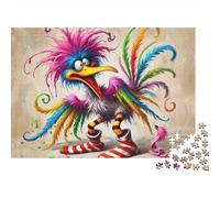 Colorful Feathered Bird 1000 Piece Home Decor Puzzle for Adults Crazy Bird Colorful Funny Feathers Premium Thick Sturdy Vibrant Challenging Stress Relief 38x26cm/1000pcs