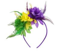 Colorful Feathered Flower Hairband Festival Props Hairhoop For Women Girl With Flower Designs For Mardi Gras Theme Event Bridal Hair Accessory