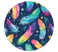 Colorful Feathers 1000 Piece Jigsaw Puzzles Circular Jigsaw Creative Family Game Beautiful Decoration Puzzle for Travel Gifts,Present 1000pcs (67.5x67.5cm)