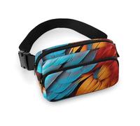 Colorful Feathers Fanny Pack for Women Men Waist Bag Belt Bag Adjustable Casual Bag for Travel Sports Hiking, white, 7.9x5.1inches