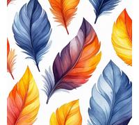Colorful Feathers Peel and Stick Wallpaper 0.52×5 m Removable Self Adhesive Watercolor Style Contact Paper Sticky Back Thicken Waterproof Matte Wall Paper for Living Room Bedroom Furniture Decorate