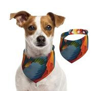 Colorful Feathers Pet Scarf Dog Bandanas Spring Summer Soft Cotton Puppy Scarfs Adjustable Accessories for Small Medium Large Girl Boy Pup Medium
